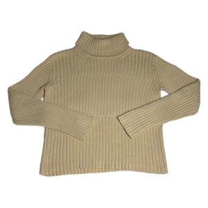 Vintage Pria Tan Chunky Knit Turtleneck Sweatshirt Women’s Small